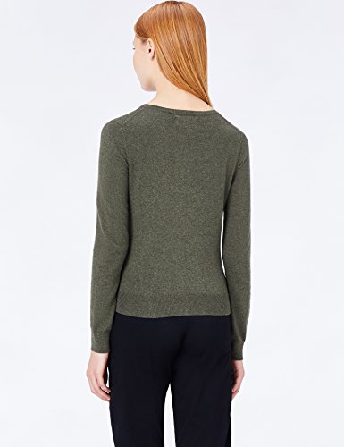 Marca Amazon - MERAKI Chaqueta de Algodón Mujer Cuello Redondo, Verde (Khaki), 48, Label: 3XL