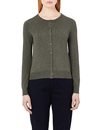Marca Amazon - MERAKI Chaqueta de Algodón Mujer Cuello Redondo, Verde (Khaki), 48, Label: 3XL