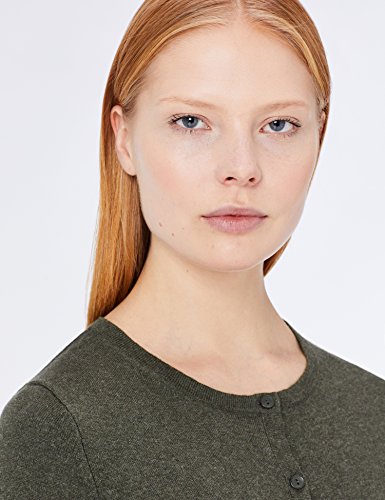 Marca Amazon - MERAKI Chaqueta de Algodón Mujer Cuello Redondo, Verde (Khaki), 48, Label: 3XL