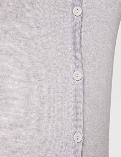 Marca Amazon - MERAKI Chaqueta de Merino Mujer Cuello Redondo, Gris (Light Grey Marl), 36, Label: XS