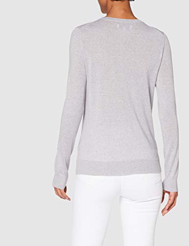 Marca Amazon - MERAKI Chaqueta de Merino Mujer Cuello Redondo, Gris (Light Grey Marl), 36, Label: XS
