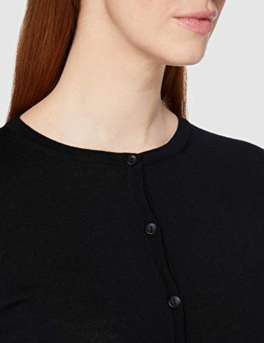 Marca Amazon - MERAKI Chaqueta de Merino Mujer Cuello Redondo, Negro (Black), 36, Label: XS