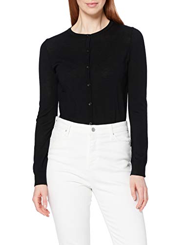 Marca Amazon - MERAKI Chaqueta de Merino Mujer Cuello Redondo, Negro (Black), 36, Label: XS