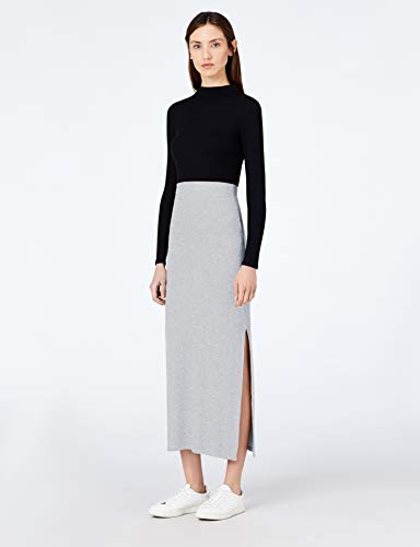 Marca Amazon - MERAKI Falda Maxi Slim Fit Mujer, Gris (Grey Marl), 48, Label: 3XL