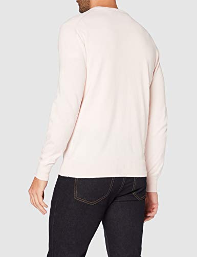 Marca Amazon - MERAKI Jersey de Algodón Hombre Cuello Pico, Rosa (Pale Pink), M, Label: M