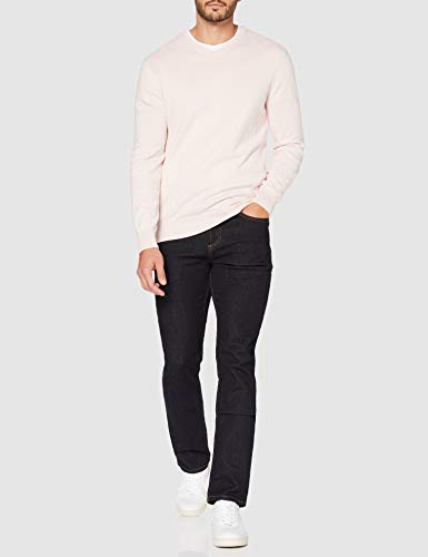 Marca Amazon - MERAKI Jersey de Algodón Hombre Cuello Pico, Rosa (Pale Pink), M, Label: M