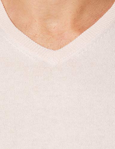 Marca Amazon - MERAKI Jersey de Algodón Hombre Cuello Pico, Rosa (Pale Pink), M, Label: M