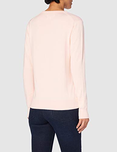 Marca Amazon - MERAKI Jersey de Algodón Mujer Cuello Pico, Rosa (Pale Pink), 40, Label: M