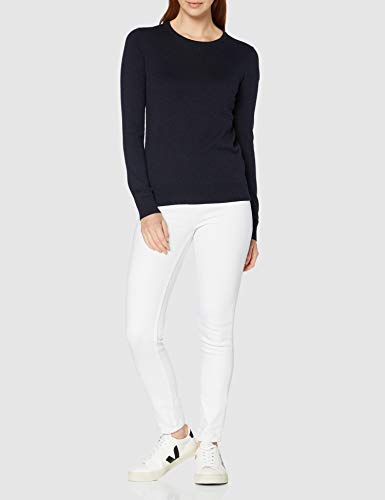 Marca Amazon - MERAKI Jersey de Algodón Mujer Cuello Redondo, Azul (Navy), 40, Label: M
