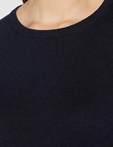 Marca Amazon - MERAKI Jersey de Algodón Mujer Cuello Redondo, Azul (Navy), 40, Label: M