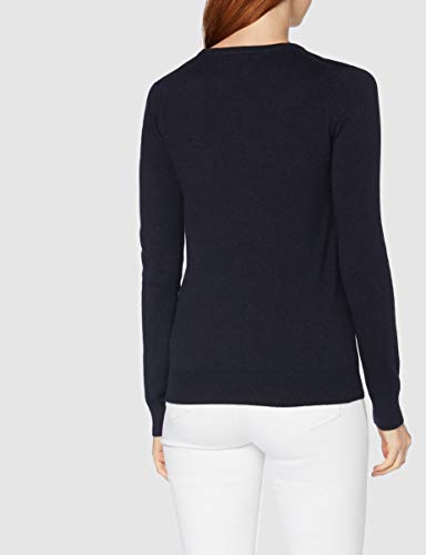Marca Amazon - MERAKI Jersey de Algodón Mujer Cuello Redondo, Azul (Navy), 40, Label: M