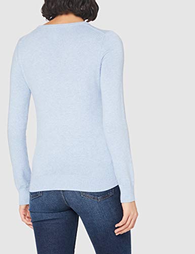 Marca Amazon - MERAKI Jersey de Algodón Mujer Cuello Redondo, Azul (Ocean Blue), 48, Label: 3XL