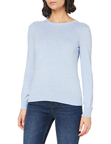 Marca Amazon - MERAKI Jersey de Algodón Mujer Cuello Redondo, Azul (Ocean Blue), 48, Label: 3XL