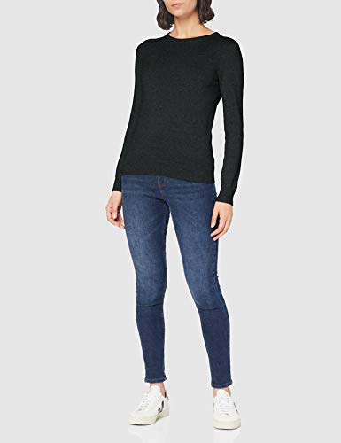Marca Amazon - MERAKI Jersey de Algodón Mujer Cuello Redondo, Gris (Charcoal), 44, Label: XL