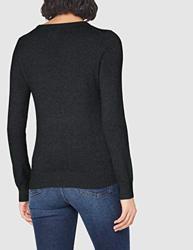 Marca Amazon - MERAKI Jersey de Algodón Mujer Cuello Redondo, Gris (Charcoal), 44, Label: XL