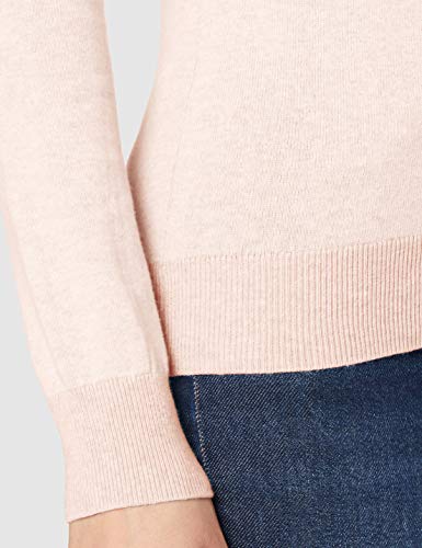 Marca Amazon - MERAKI Jersey de Algodón Mujer Cuello Redondo, Rosa (Pale Pink), 40, Label: M