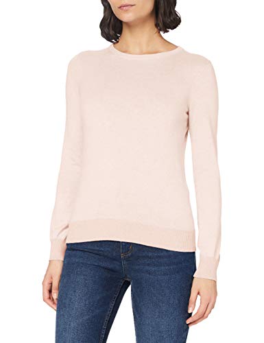 Marca Amazon - MERAKI Jersey de Algodón Mujer Cuello Redondo, Rosa (Pale Pink), 42, Label: L