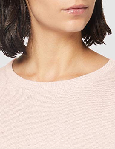 Marca Amazon - MERAKI Jersey de Algodón Mujer Cuello Redondo, Rosa (Pale Pink), 44, Label: XL