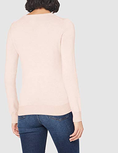 Marca Amazon - MERAKI Jersey de Algodón Mujer Cuello Redondo, Rosa (Pale Pink), 44, Label: XL