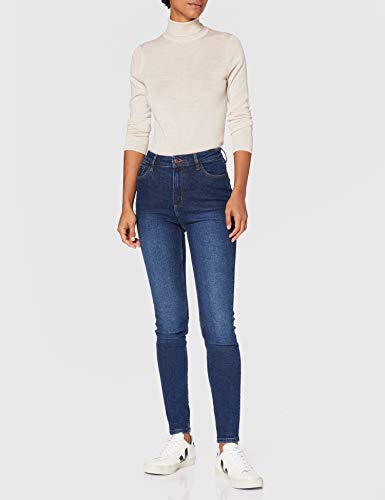 Marca Amazon - MERAKI Jersey de Merino Mujer Cuello Alto, Beige (Oatmeal), 46, Label: XXL