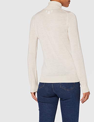 Marca Amazon - MERAKI Jersey de Merino Mujer Cuello Alto, Beige (Oatmeal), 46, Label: XXL