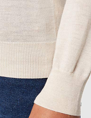 Marca Amazon - MERAKI Jersey de Merino Mujer Cuello Alto, Beige (Oatmeal), 46, Label: XXL