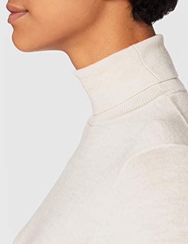 Marca Amazon - MERAKI Jersey de Merino Mujer Cuello Alto, Beige (Oatmeal), 46, Label: XXL