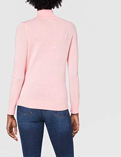 Marca Amazon - MERAKI Jersey de Merino Mujer Cuello Alto, Rosa (Pale Pink), 42, Label: L