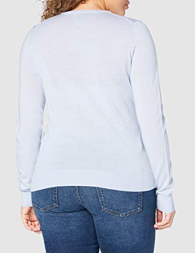 Marca Amazon - MERAKI Jersey de Merino Mujer Cuello Redondo, Azul (Light Blue), 36, Label: XS