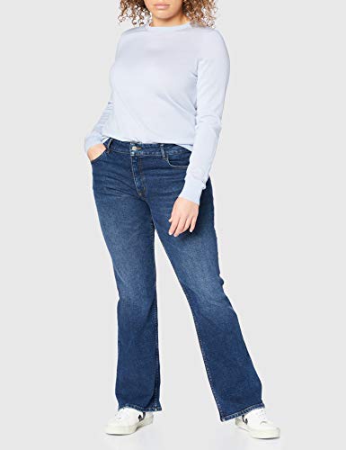 Marca Amazon - MERAKI Jersey de Merino Mujer Cuello Redondo, Azul (Light Blue), 36, Label: XS