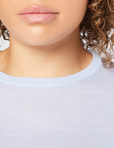 Marca Amazon - MERAKI Jersey de Merino Mujer Cuello Redondo, Azul (Light Blue), 36, Label: XS