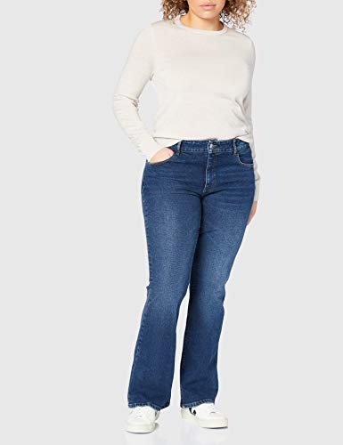 Marca Amazon - MERAKI Jersey de Merino Mujer Cuello Redondo, Beige (Oatmeal), 48, Label: 3XL