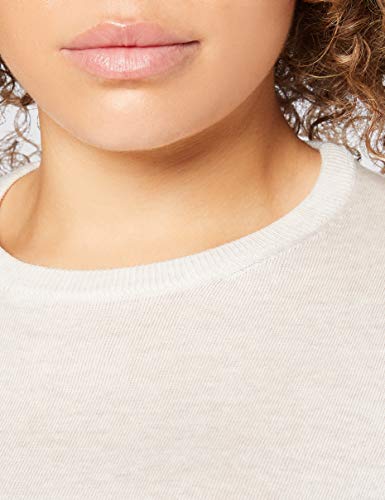 Marca Amazon - MERAKI Jersey de Merino Mujer Cuello Redondo, Beige (Oatmeal), 48, Label: 3XL