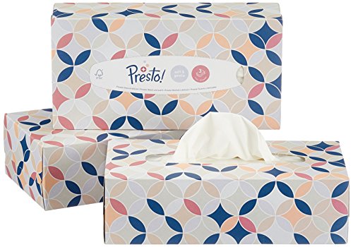 Marca Amazon - Presto! Pañuelos de 3 capas - 12 cajas (12 x 90 pañuelos)