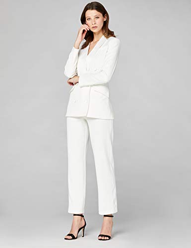 Marca Amazon - Truth & Fable Chaqueta Larga de Vestir Mujer, Blanco (Ivory), 38, Label: S