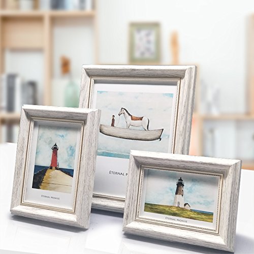 Marco de fotos de 15,2 x 20,3 cm, estilo retro, horizontal y horizontal, de pie o de pared, regalo de cumpleaños para padres, mujeres, aniversario de boda, 20,3 x 15,2 cm, color blanco