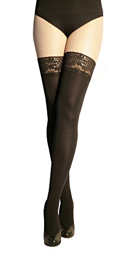 Marilyn - Medias, opacas, con punta de 9 cm, autosujeción, 100 deniers Negro (Nero) 44