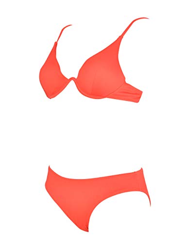 Marine - Bikini con Sujetador Halter de aro Continuo y Braga clásica, Textura Acanalada. (Rojo, 44)