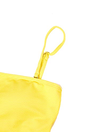 Marine - Traje de Baño de una Pieza para Mujer con Cinturón Ajustable, Bañador para Mujer Sexy (Amarillo - De Lado, 40)