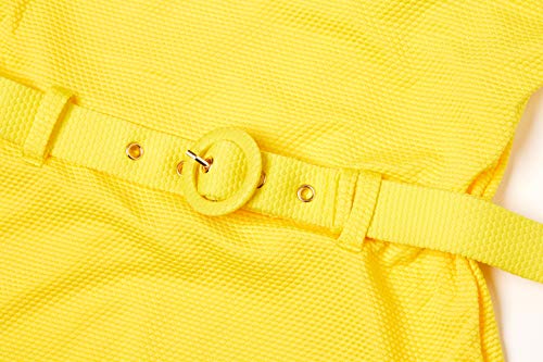 Marine - Traje de Baño de una Pieza para Mujer con Cinturón Ajustable, Bañador para Mujer Sexy (Amarillo - De Lado, 40)