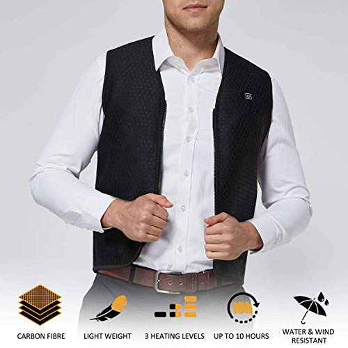 Martiount Chaleco Calefactable con Carga USB Lavable Chaleco Cálido de Invierno para Actividades Aire Libre Adecuado para Hombres y Mujeres Pesca Esquiar Caza M (Powerbank No Incluir)