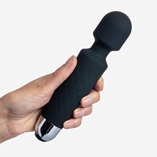 Masajeador Eléctrica Recargable Wand Massager - Con 20 patrones de vibración y 8 velocidades - Carga por USB - de Oliver James (Negro)