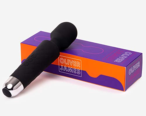 Masajeador Eléctrica Recargable Wand Massager - Con 20 patrones de vibración y 8 velocidades - Carga por USB - de Oliver James (Negro)