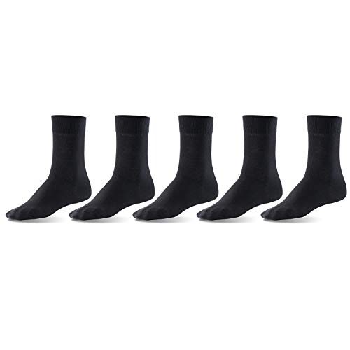 Mat & Vic’s Calcetines Clásicos de Vestir para Hombre y Mujer, Algodón, Certificado Oeko-Tex 100, cómodos (5 pares, negro, UK 6-8.5 / EU 39-42)
