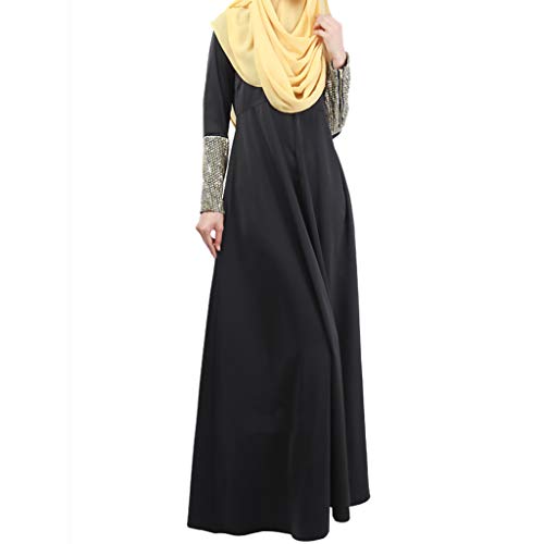 Maxi Vestido MusulmáN, Sonnena Oriente Medio Traje De RamadáN áRabe Color SóLido Encaje Vestido Grande con Cremallera