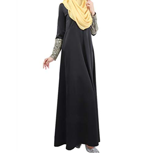 Maxi Vestido MusulmáN, Sonnena Oriente Medio Traje De RamadáN áRabe Color SóLido Encaje Vestido Grande con Cremallera