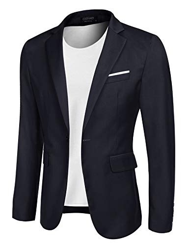 MAXMODA Blazer Hombre Slim Fit Chaqueta Blazer Casual Botón Azul Marino