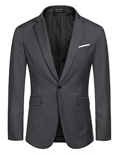 MAXMODA Blazer Hombre Slim Fit Chaqueta Blazer Casual Botón Gris