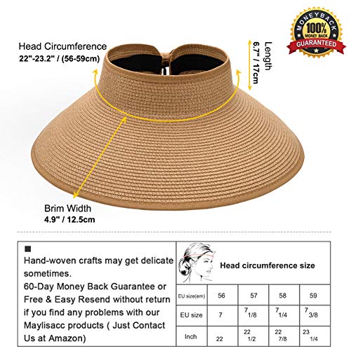 Maylisacc Open Top Hat Ajustable Open Top Ponytail Visor Cap Transpirable y cómodo para Mujeres