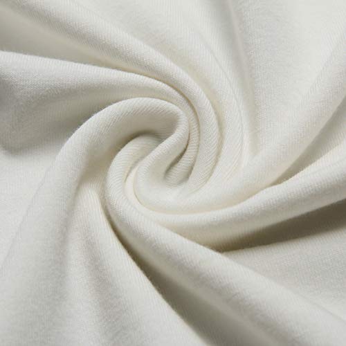 Mcilia Camiseta para Mujer Térmica Delgada de Capa Base Algodón y Modal de Manga Larga con Cuello Redondo Bajo Marfil Blanco Small (EU 34 36 38)